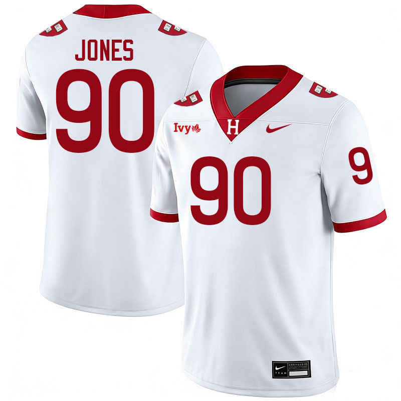 Harvard Crimson #90 Truman Jones College Football Jerseys,Uniforms Stitched-White